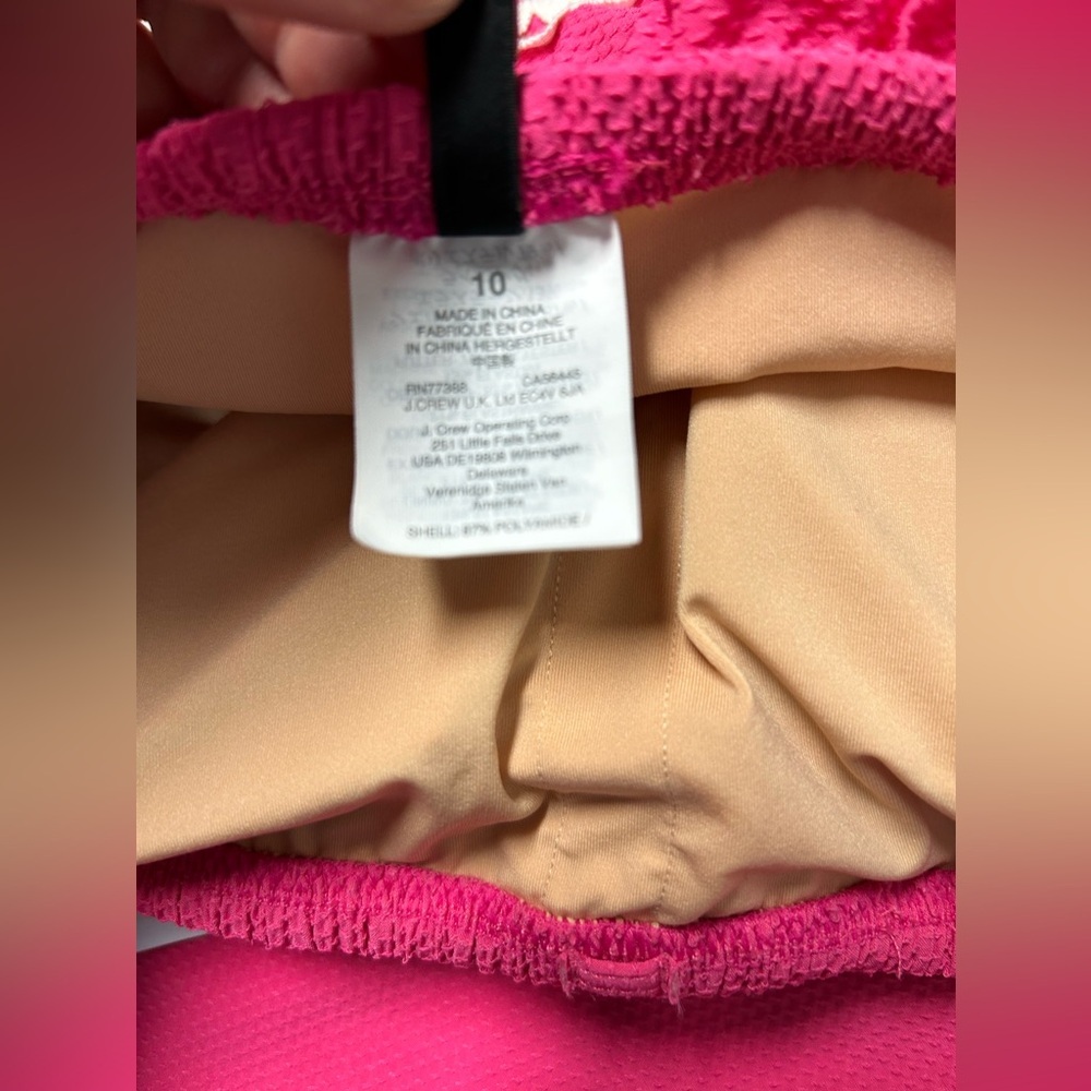 J. Crew Pink Ric Rac Ruffle One Piece Swim Suit Size 10 - Picture 5 of 6